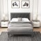 Full/Queen Platform Bed with High Headboard, Wooden Slats, Sturdy Frame, Modern Design